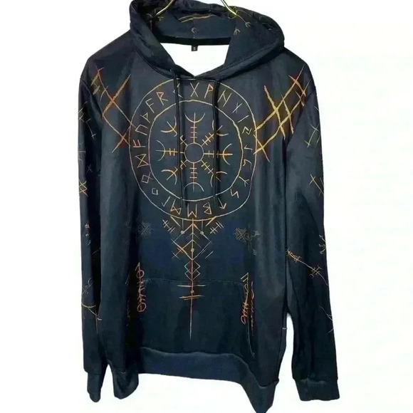 No Brand Other - Helm of Awe Navy Blue Hoodie Size Small